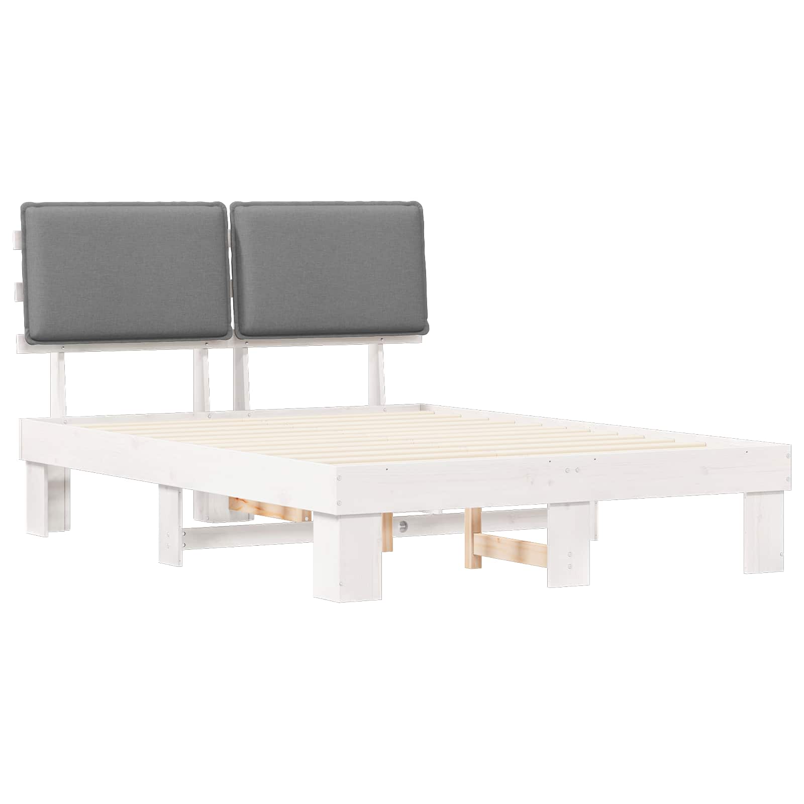Bettgestell mit gepolstertem Kopfteil Hellgrau 150 x 200 cm