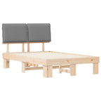 Bettgestell mit gepolstertem Kopfteil Hellgrau 120 x 200 cm