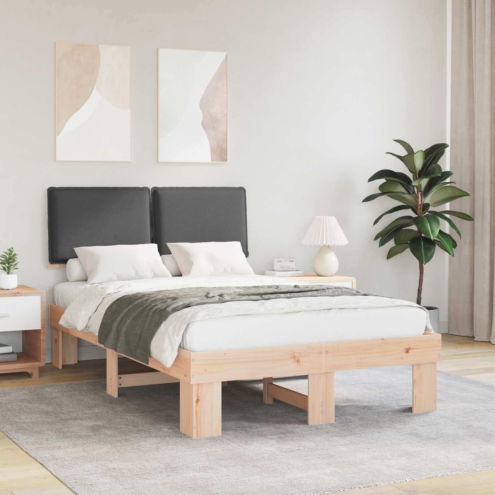 Bettgestell mit gepolstertem Kopfteil Dunkelgrau 120 x 200 cm