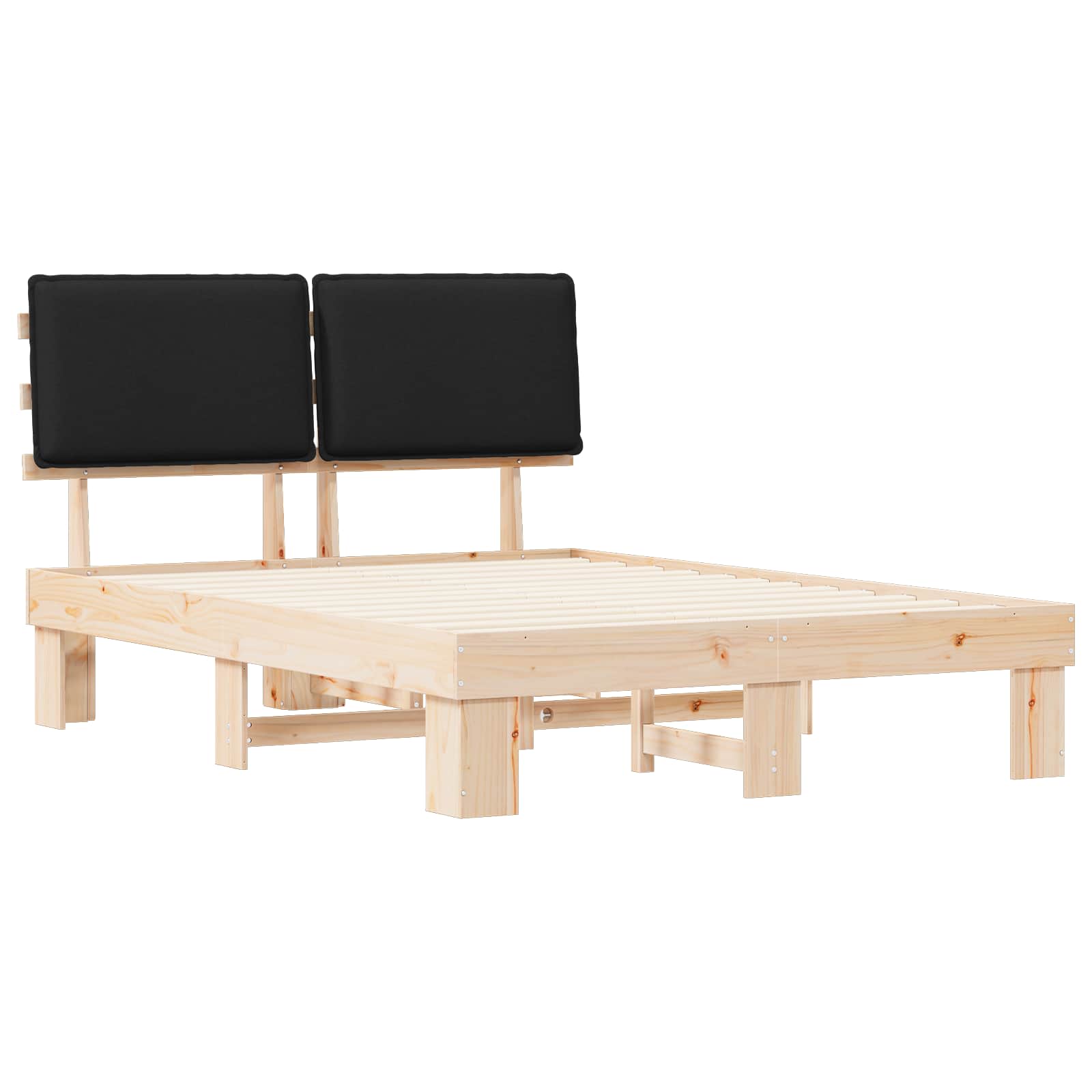 Bettgestell mit gepolstertem Kopfteil Schwarz 140 x 190 cm
