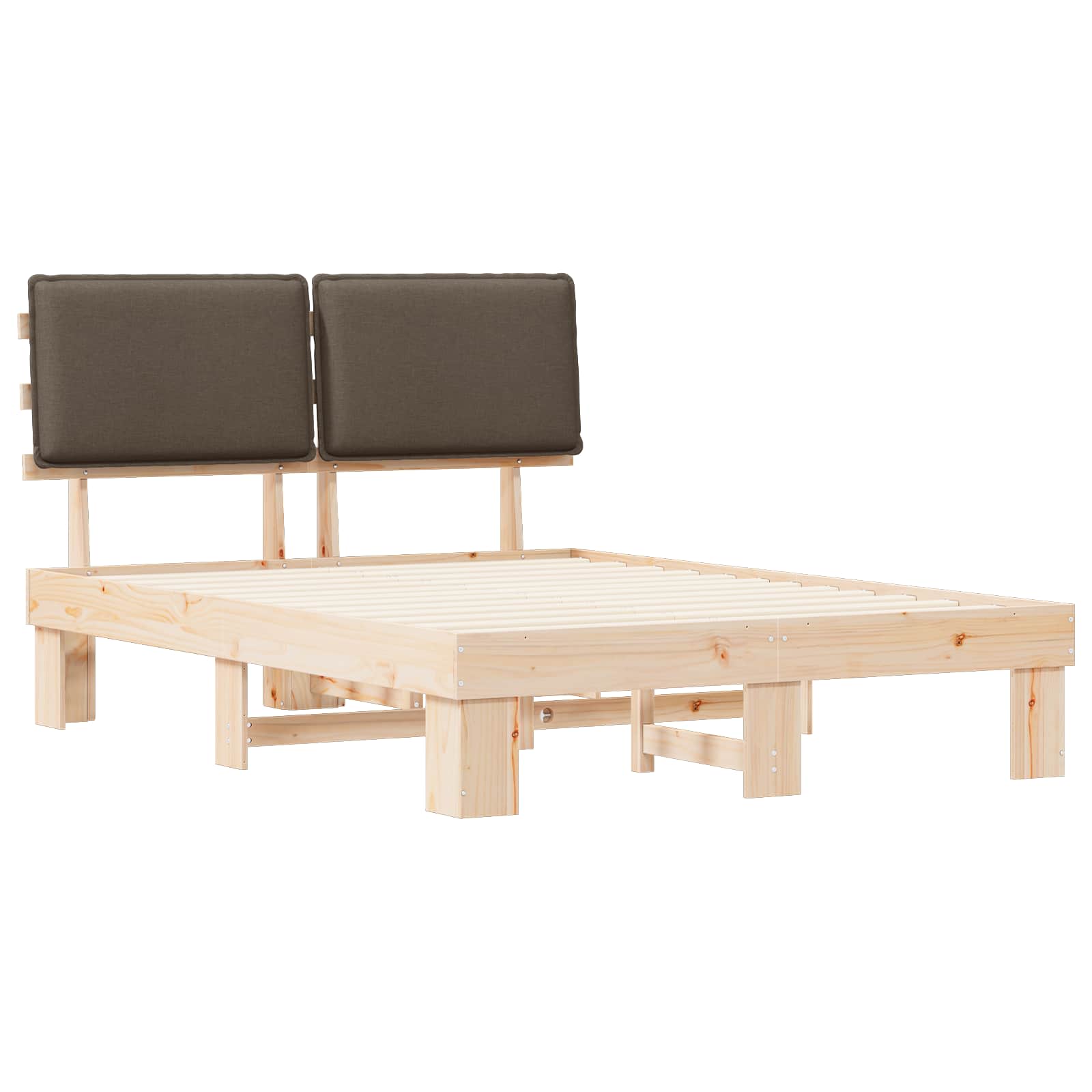 Bettgestell mit gepolstertem Kopfteil Taupe 140 x 190 cm