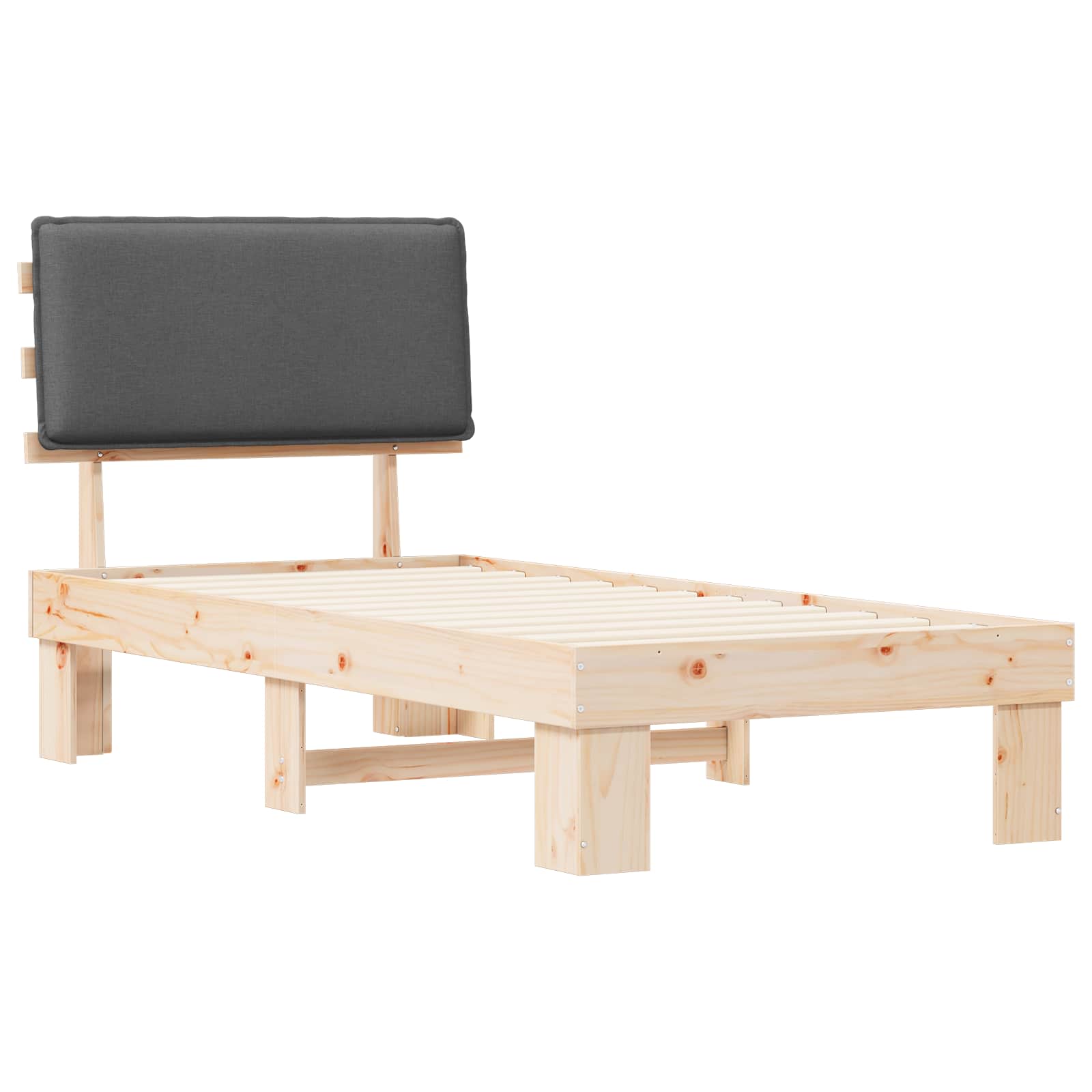 Bettgestell mit gepolstertem Kopfteil Dunkelgrau 100 x 200 cm