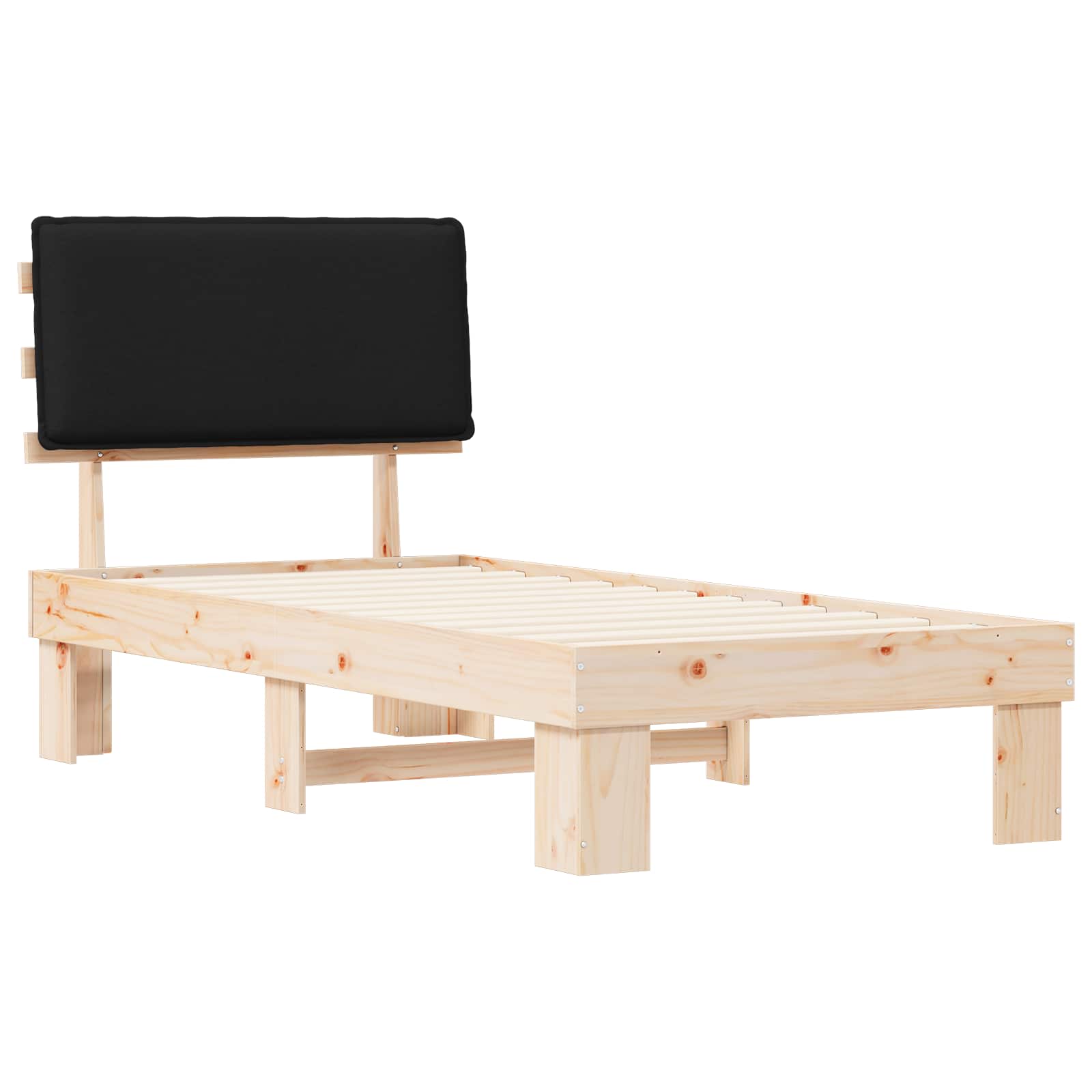 Bettgestell mit gepolstertem Kopfteil Schwarz 100 x 200 cm