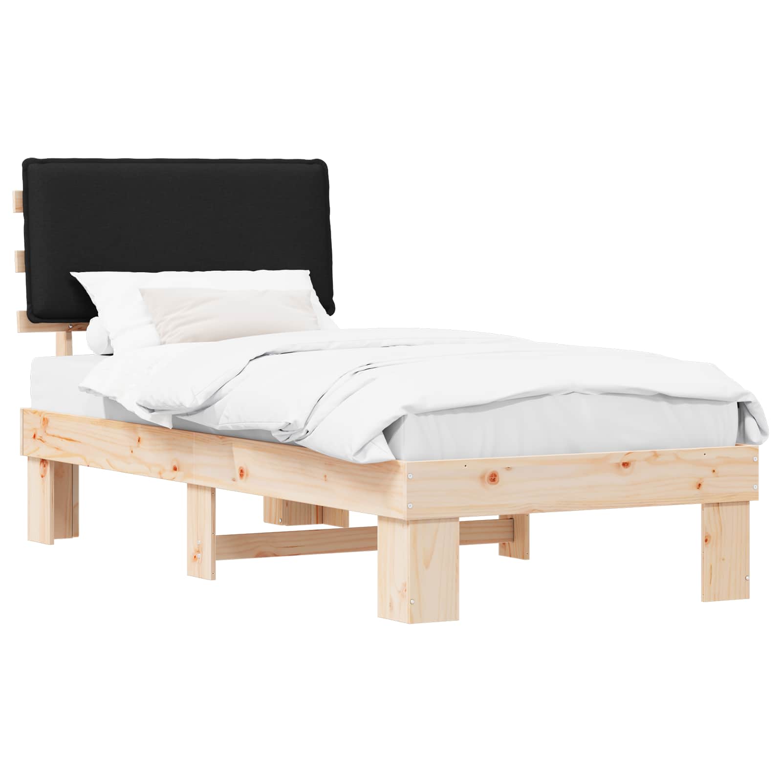 Bettgestell mit gepolstertem Kopfteil Schwarz 80 x 200 cm