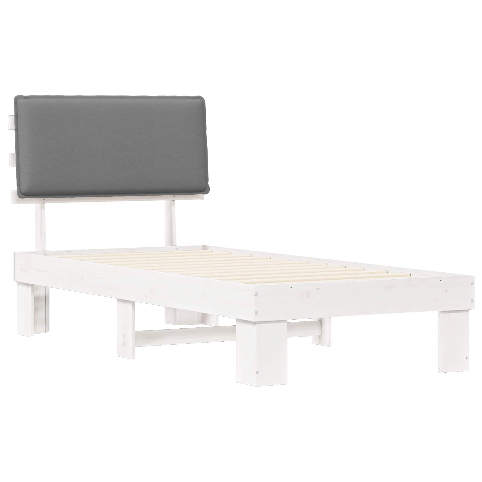 Bettgestell mit gepolstertem Kopfteil Hellgrau 80 x 200 cm