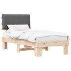 Bettgestell mit gepolstertem Kopfteil Dunkelgrau 90 x 190 cm