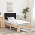 Bettgestell mit gepolstertem Kopfteil Schwarz 90 x 190 cm