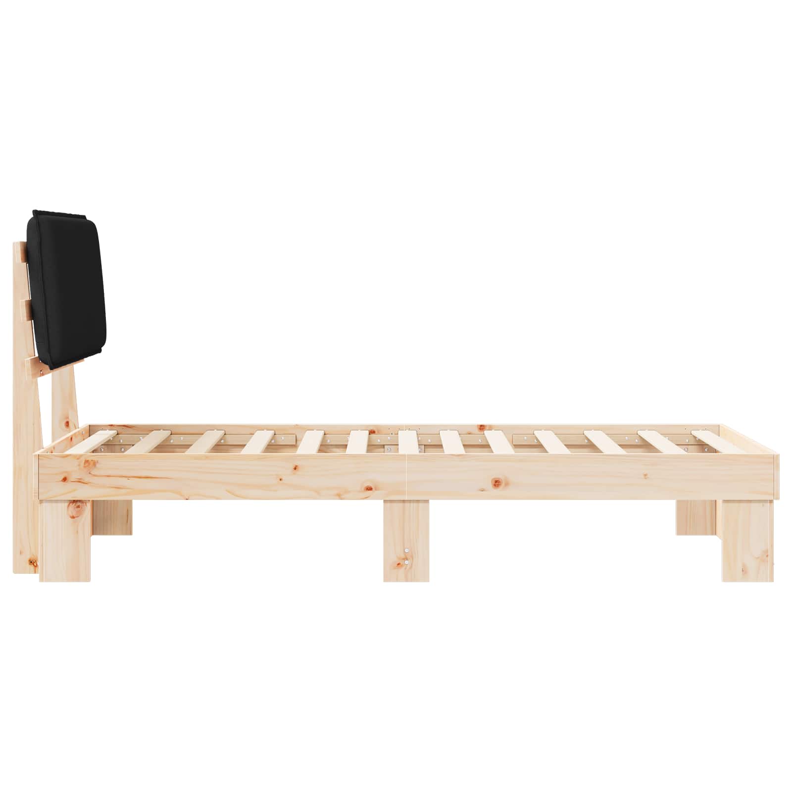 Bettgestell mit gepolstertem Kopfteil Schwarz 90 x 190 cm