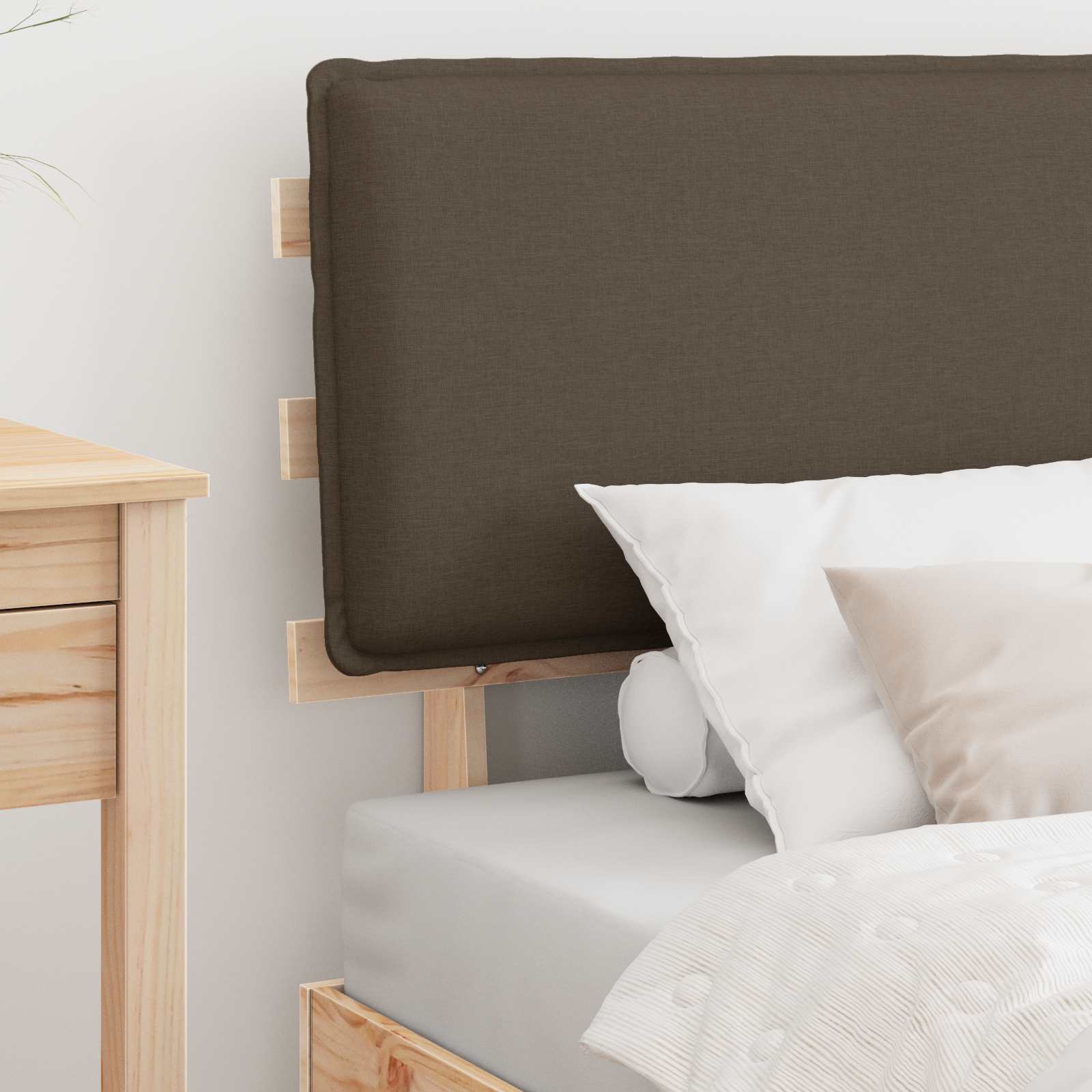 Bettgestell mit gepolstertem Kopfteil Taupe 90 x 190 cm