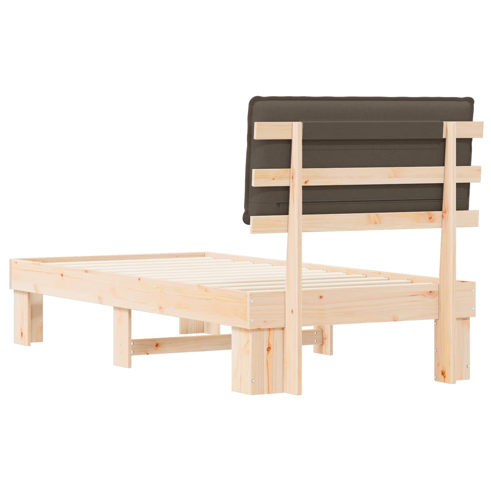 Bettgestell mit gepolstertem Kopfteil Taupe 90 x 190 cm
