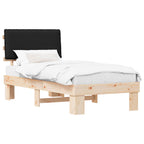 Bettgestell mit gepolstertem Kopfteil Schwarz 75 x 190 cm