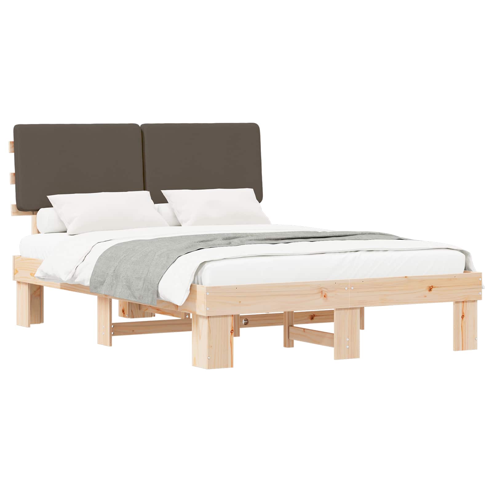 Bettgestell mit gepolstertem Kopfteil Taupe 140 x 200 cm