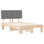 Bettgestell mit gepolstertem Kopfteil Hellgrau 120 x 200 cm