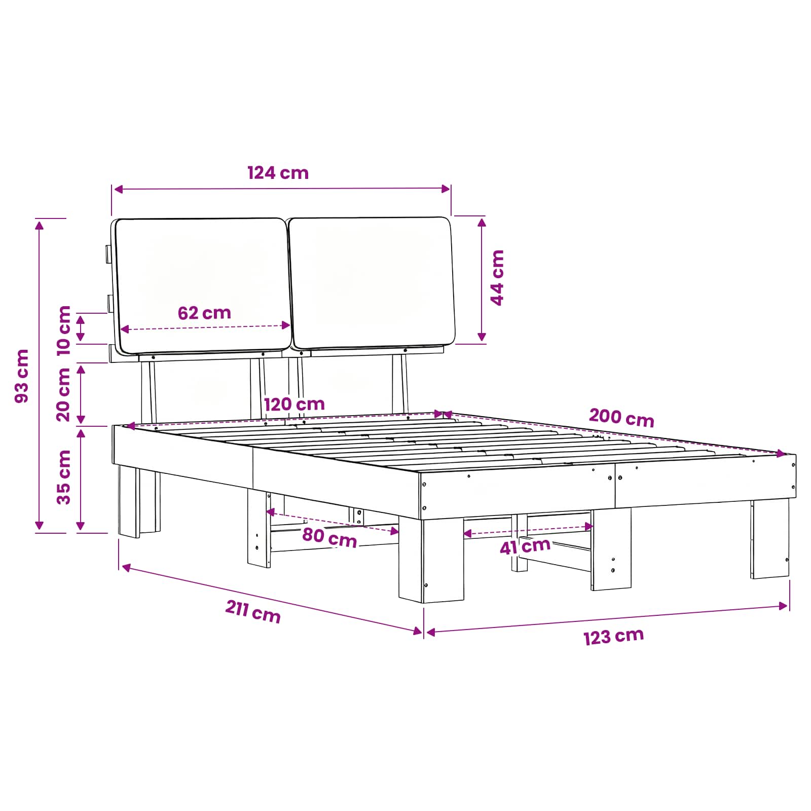 Bettgestell mit gepolstertem Kopfteil Taupe 120 x 200 cm