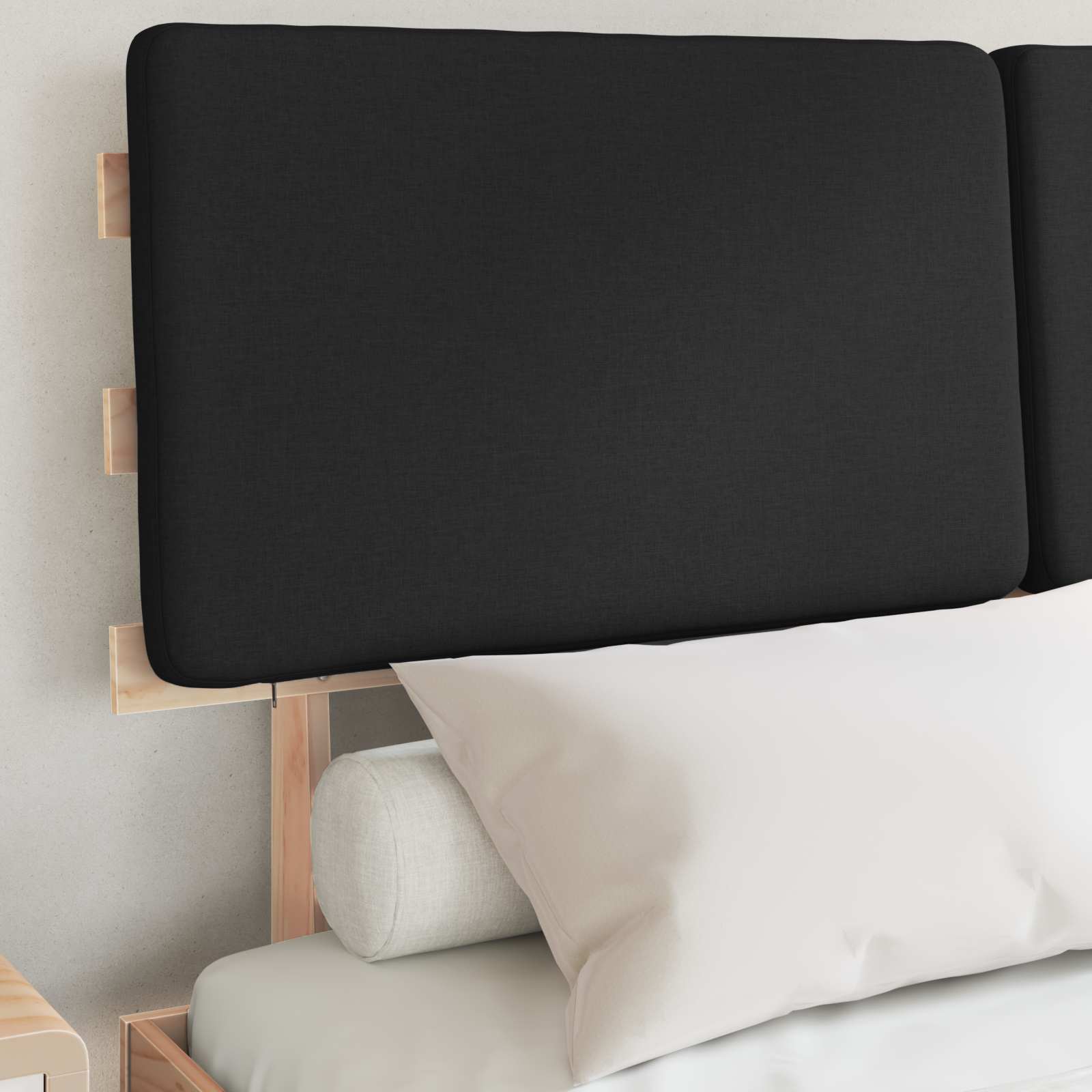Bettgestell mit gepolstertem Kopfteil Schwarz 140 x 190 cm
