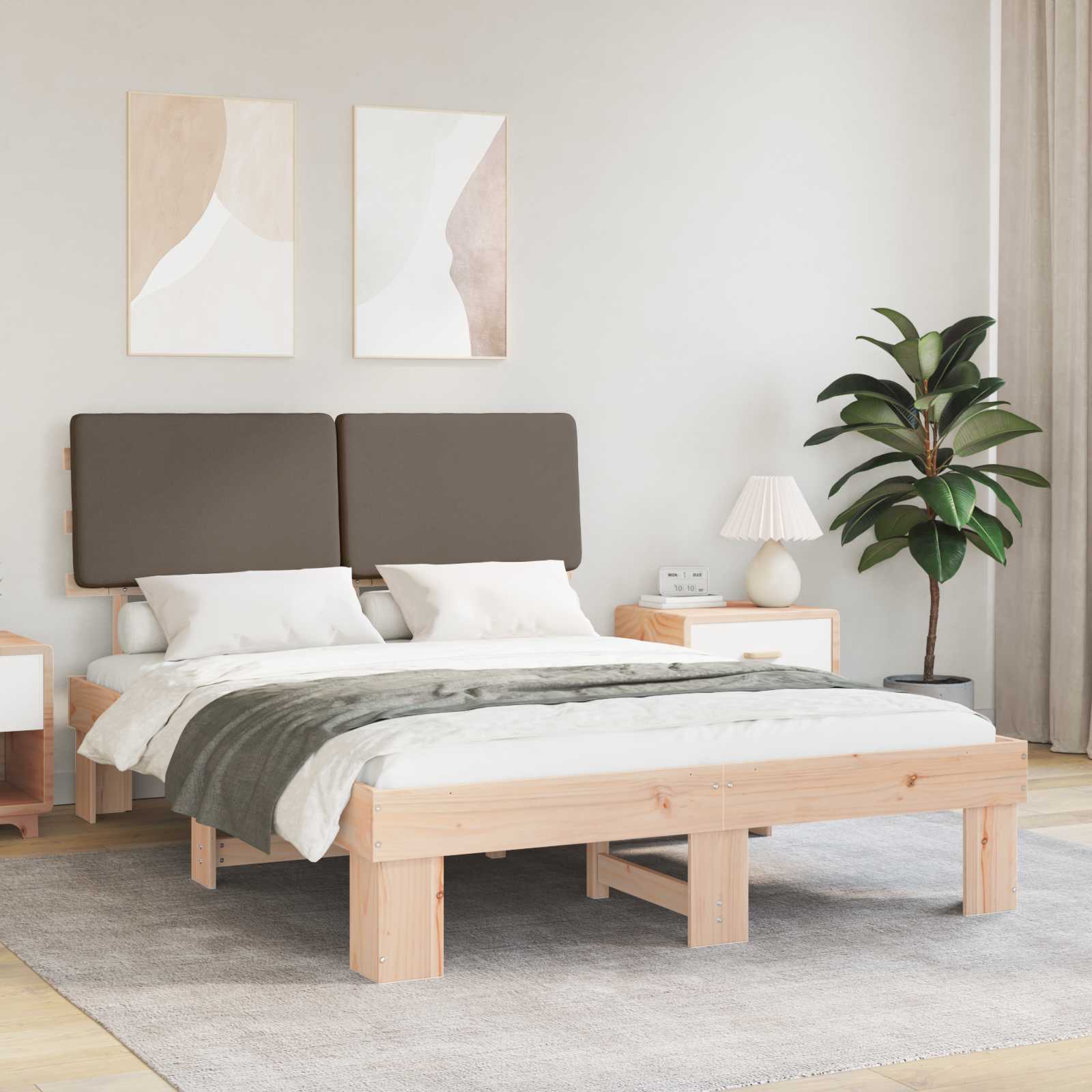 Bettgestell mit gepolstertem Kopfteil Taupe 140 x 190 cm