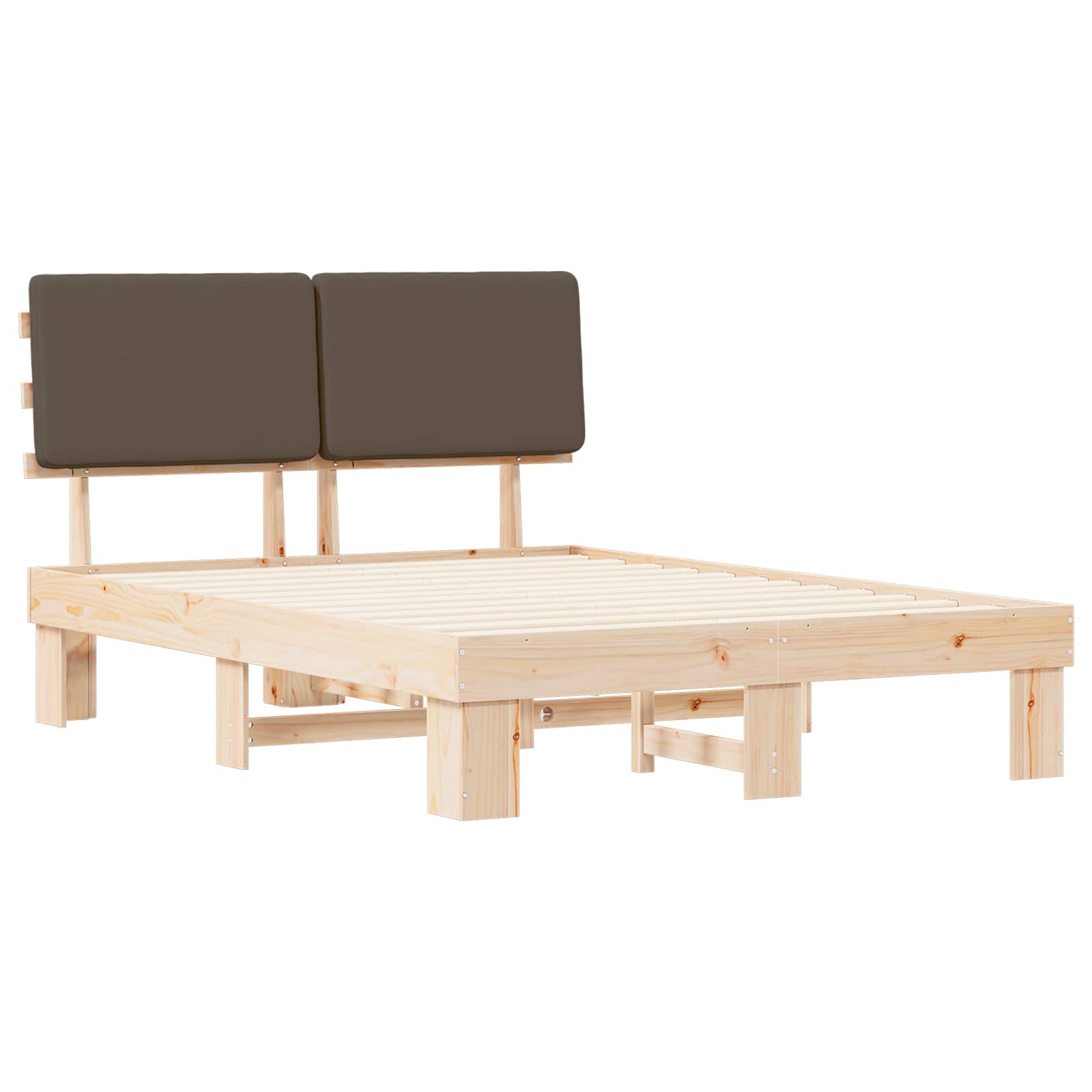 Bettgestell mit gepolstertem Kopfteil Taupe 140 x 190 cm