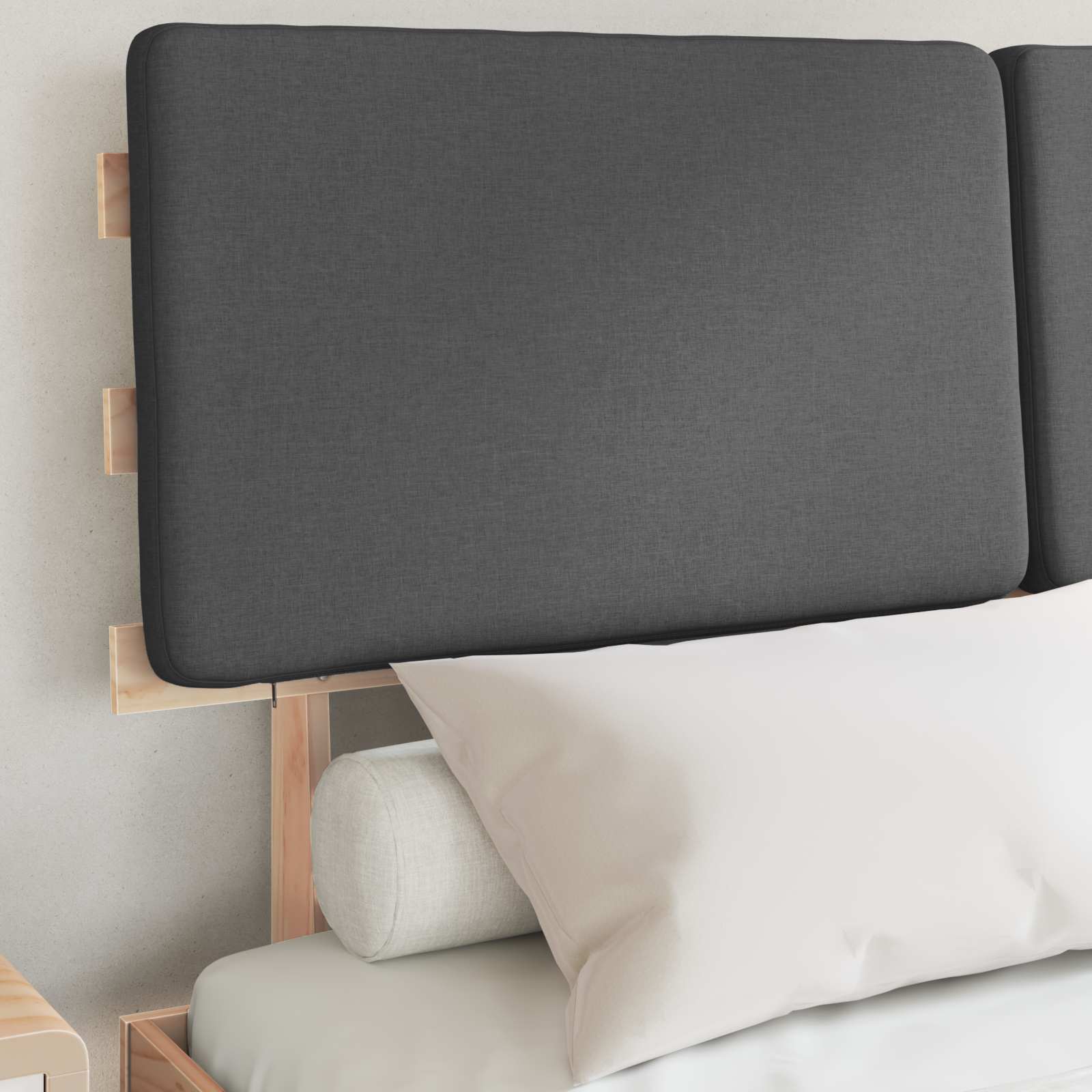 Bettgestell mit gepolstertem Kopfteil Dunkelgrau 135 x 190 cm