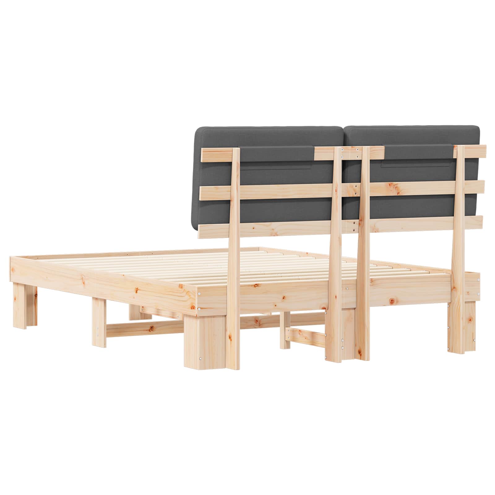 Bettgestell mit gepolstertem Kopfteil Dunkelgrau 135 x 190 cm