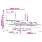 Bettgestell mit gepolstertem Kopfteil Schwarz 135 x 190 cm