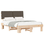 Bettgestell mit gepolstertem Kopfteil Taupe 135 x 190 cm