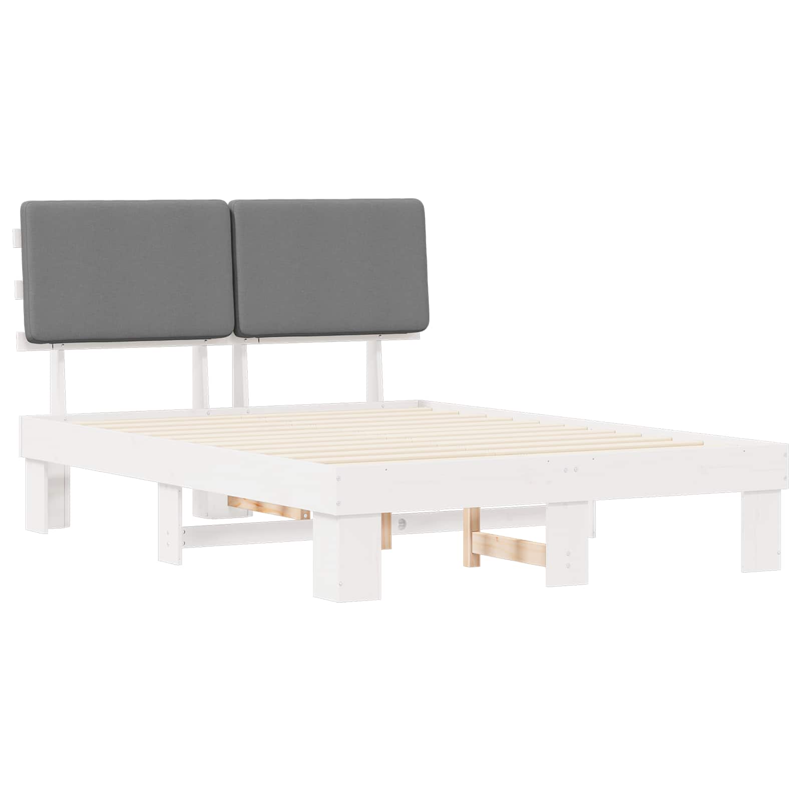 Bettgestell mit gepolstertem Kopfteil Hellgrau 135 x 190 cm