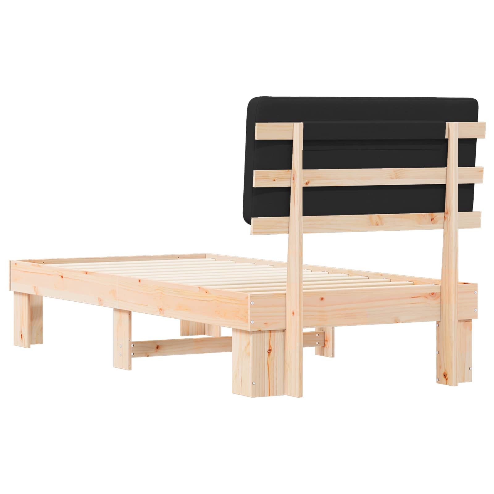 Bettgestell mit gepolstertem Kopfteil Schwarz 90 x 200 cm