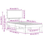 Bettgestell mit gepolstertem Kopfteil Dunkelgrau 80 x 200 cm