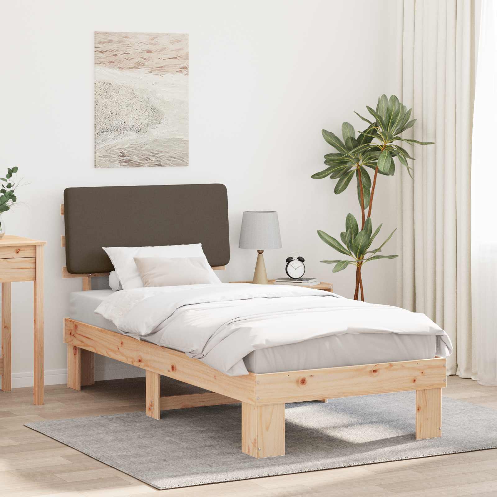 Bettgestell mit gepolstertem Kopfteil Taupe 80 x 200 cm