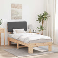 Bettgestell mit gepolstertem Kopfteil Dunkelgrau 90 x 190 cm