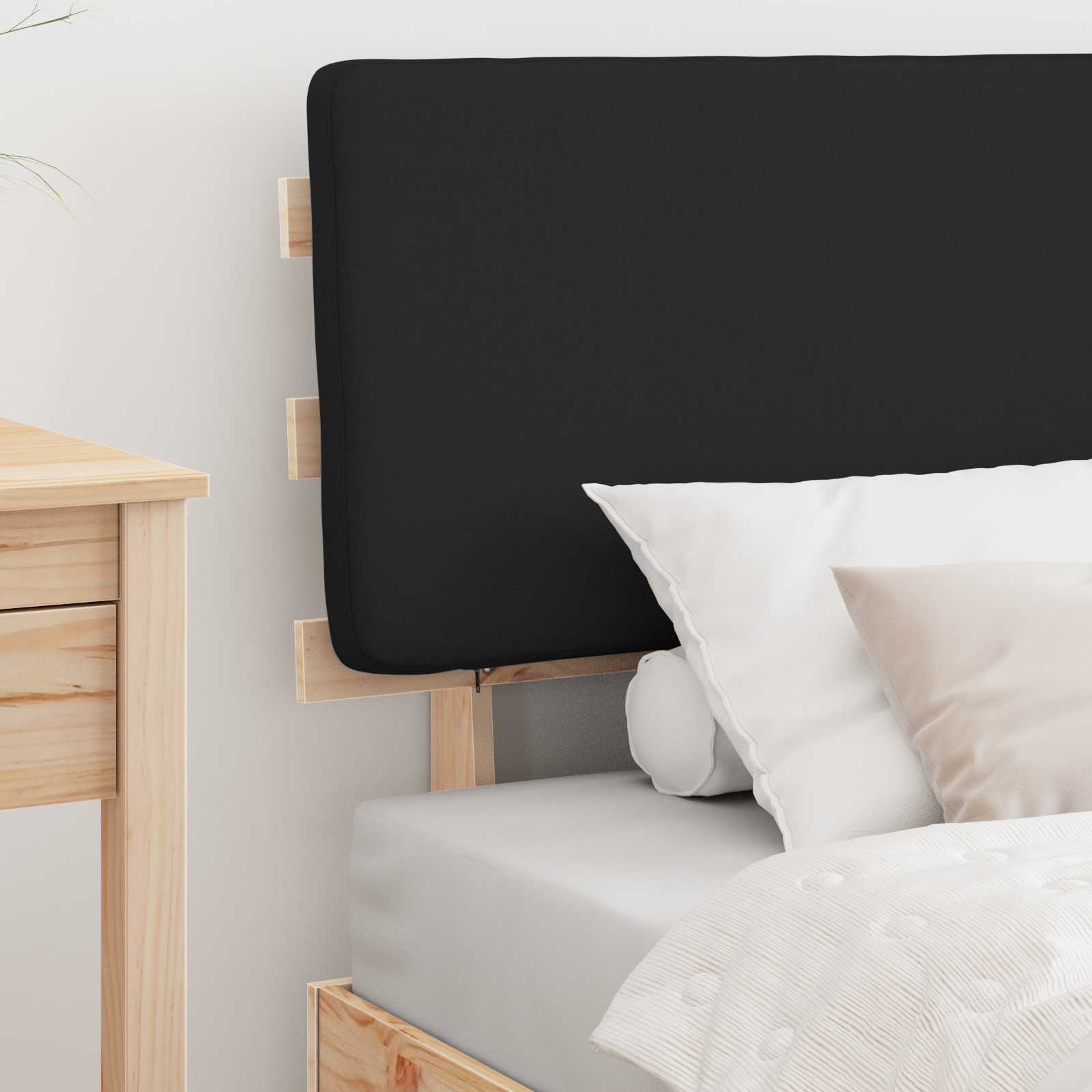 Bettgestell mit gepolstertem Kopfteil Schwarz 90 x 190 cm