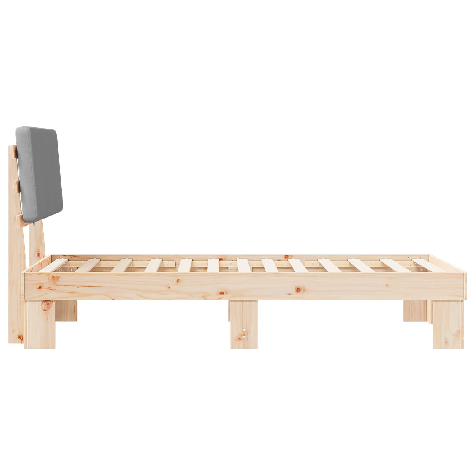 Bettgestell mit gepolstertem Kopfteil Hellgrau 75 x 190 cm