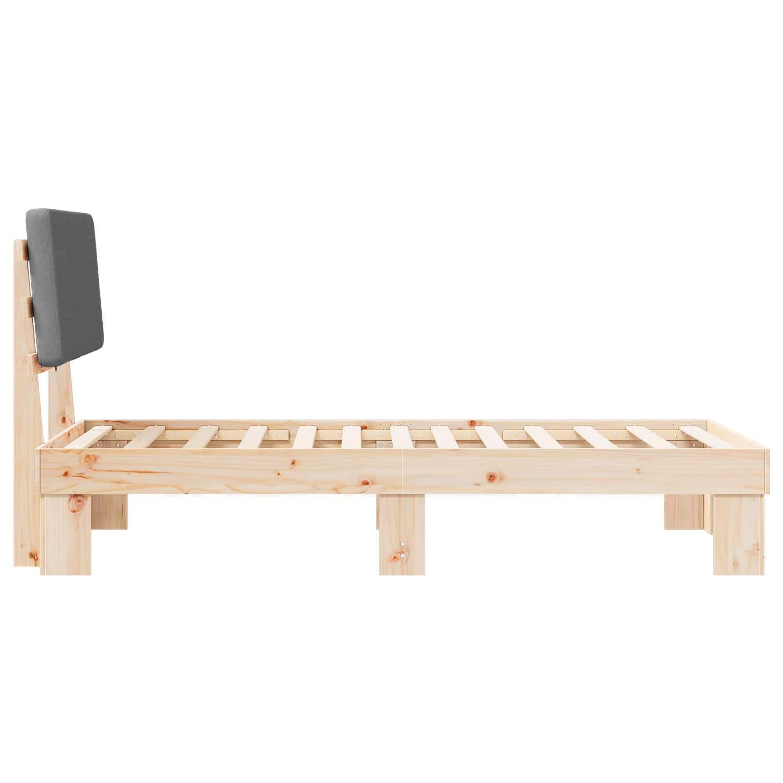 Bettgestell mit gepolstertem Kopfteil Dunkelgrau 75 x 190 cm