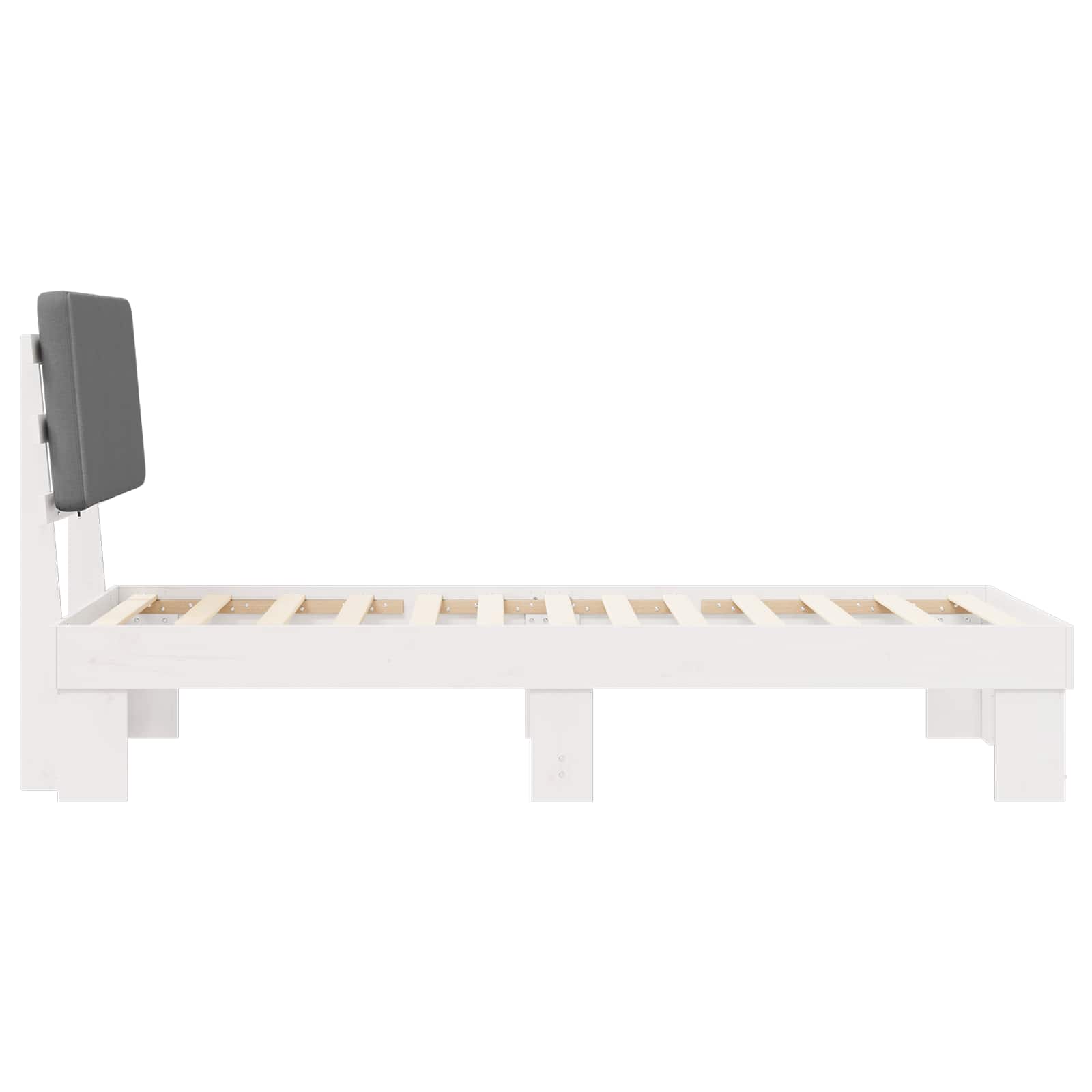 Bettgestell mit gepolstertem Kopfteil Hellgrau 75 x 190 cm