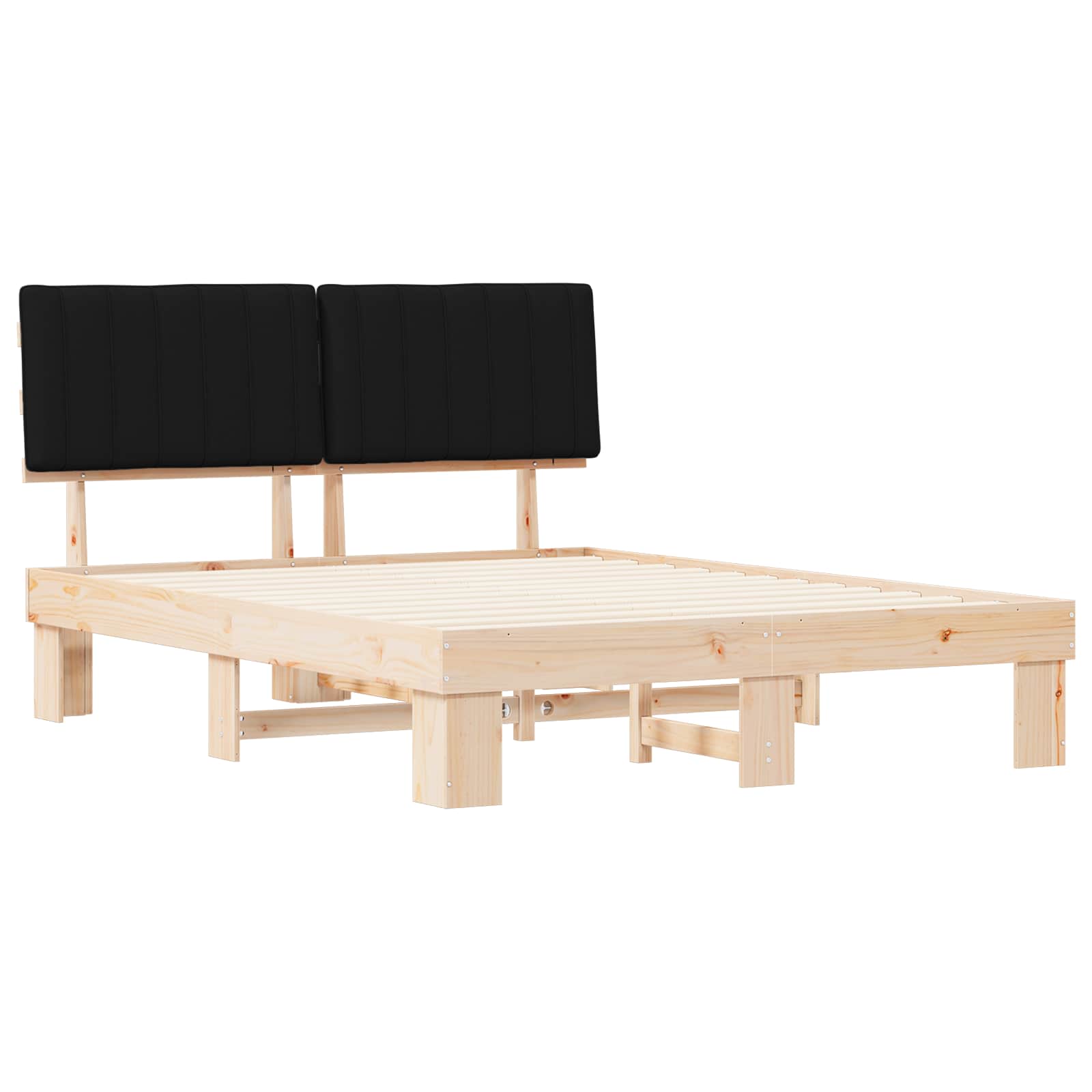 Bettgestell mit gepolstertem Kopfteil Schwarz 150 x 200 cm