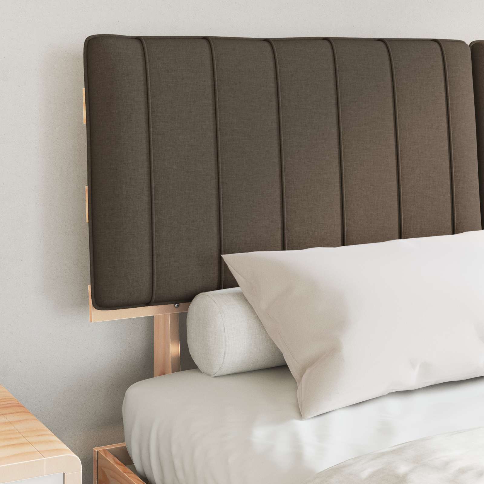 Bettgestell mit gepolstertem Kopfteil Taupe 150 x 200 cm