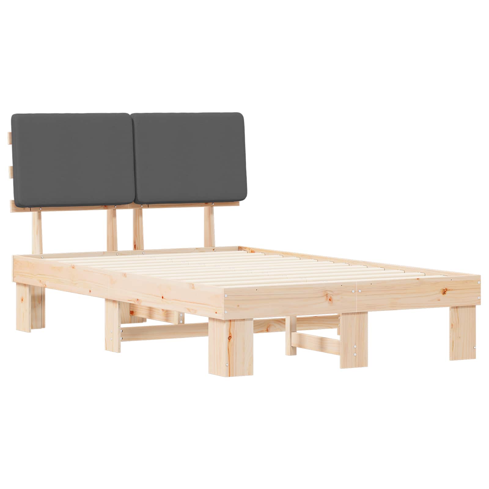 Bettgestell mit gepolstertem Kopfteil Dunkelgrau 120 x 200 cm