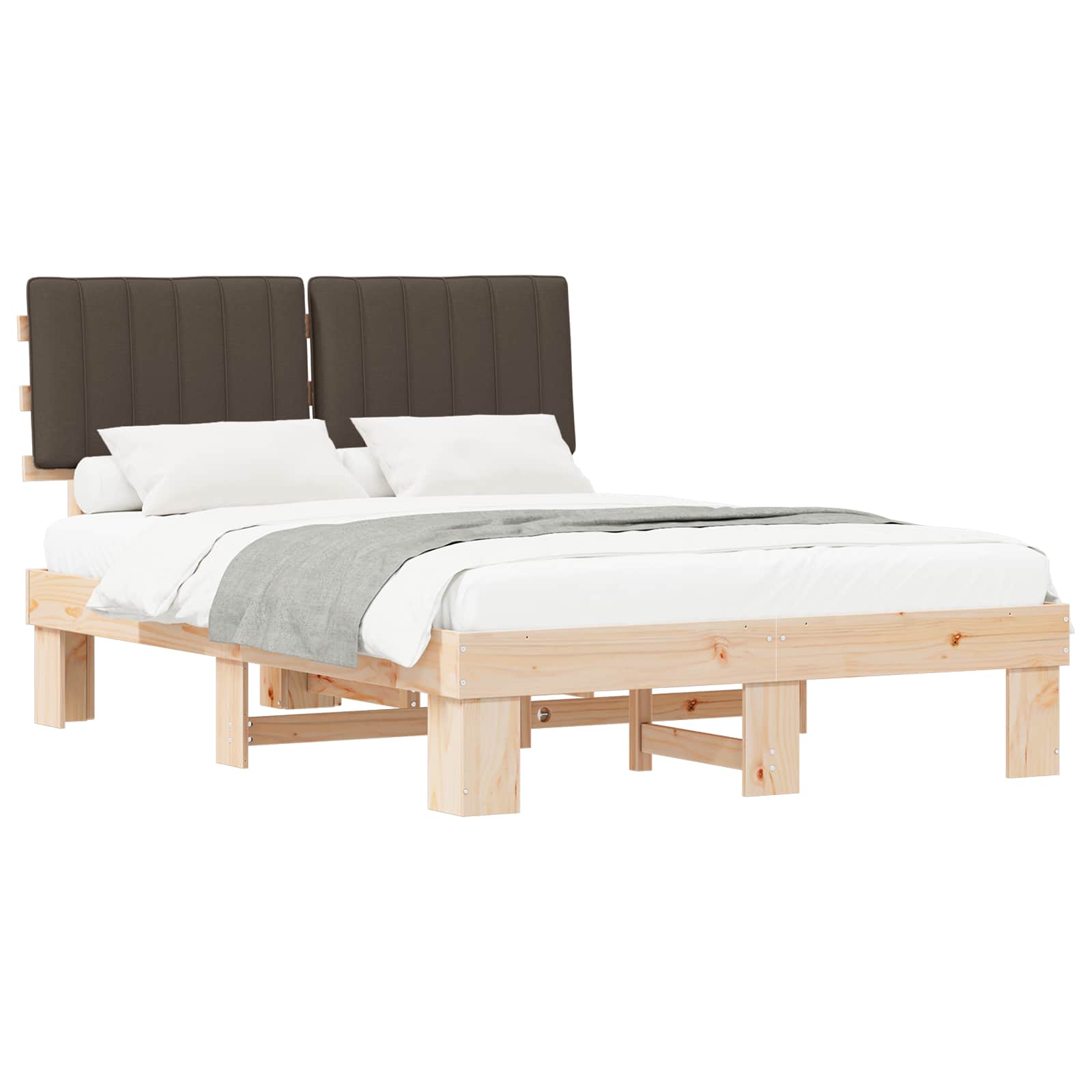 Bettgestell mit gepolstertem Kopfteil Taupe 140 x 190 cm