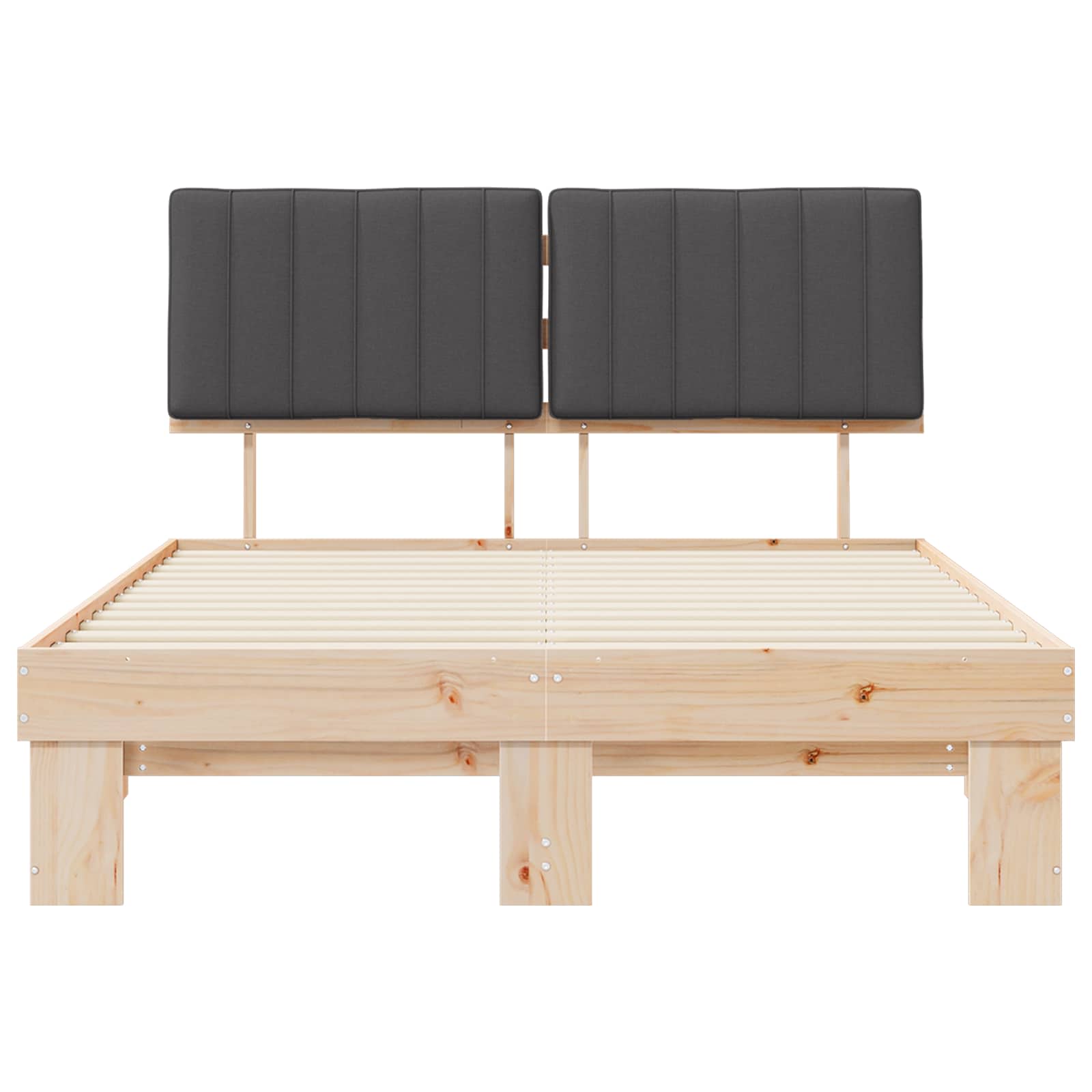 Bettgestell mit gepolstertem Kopfteil Dunkelgrau 135 x 190 cm