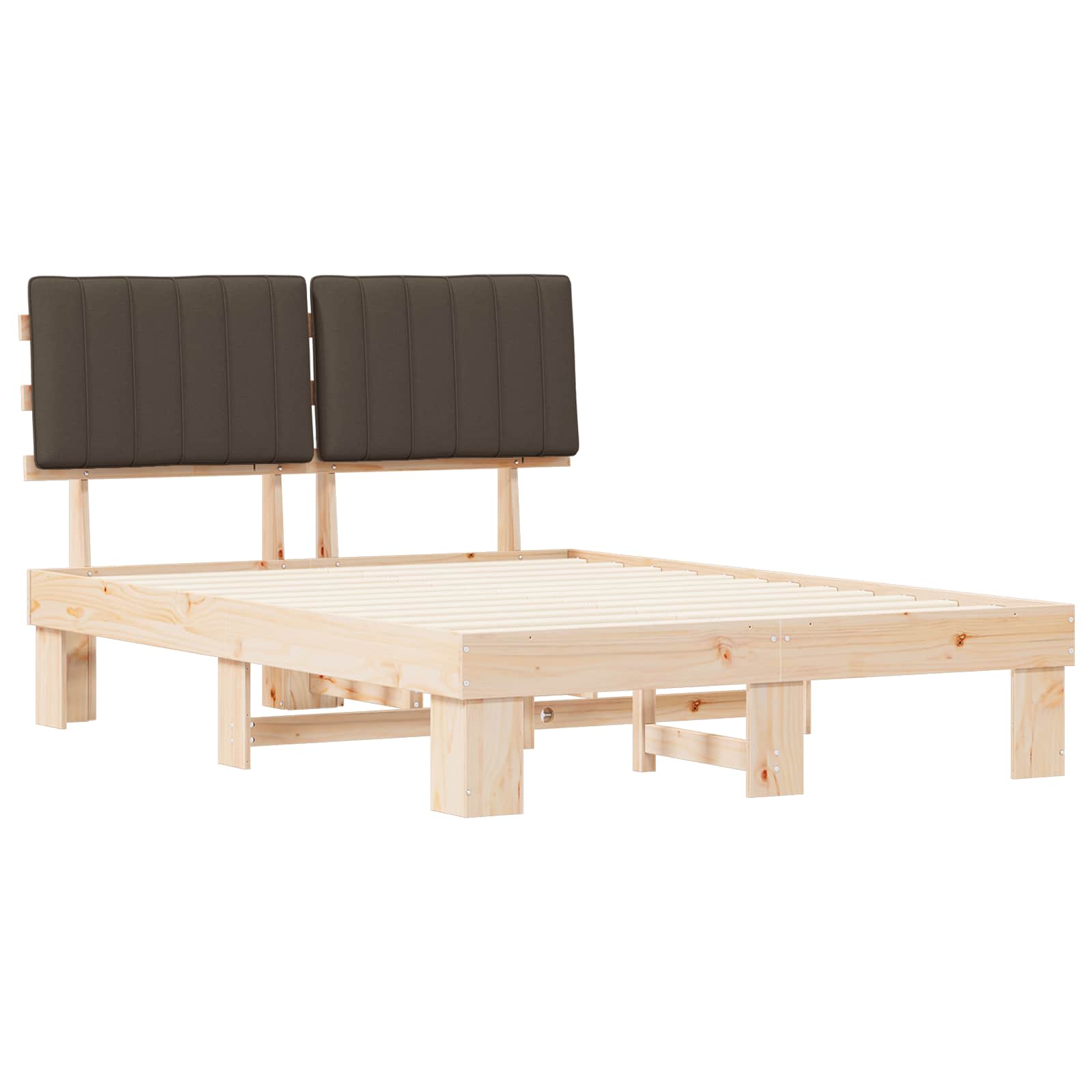 Bettgestell mit gepolstertem Kopfteil Taupe 135 x 190 cm
