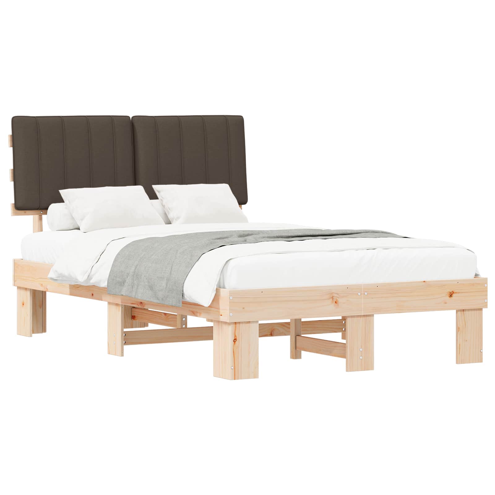 Bettgestell mit gepolstertem Kopfteil Taupe 120 x 190 cm