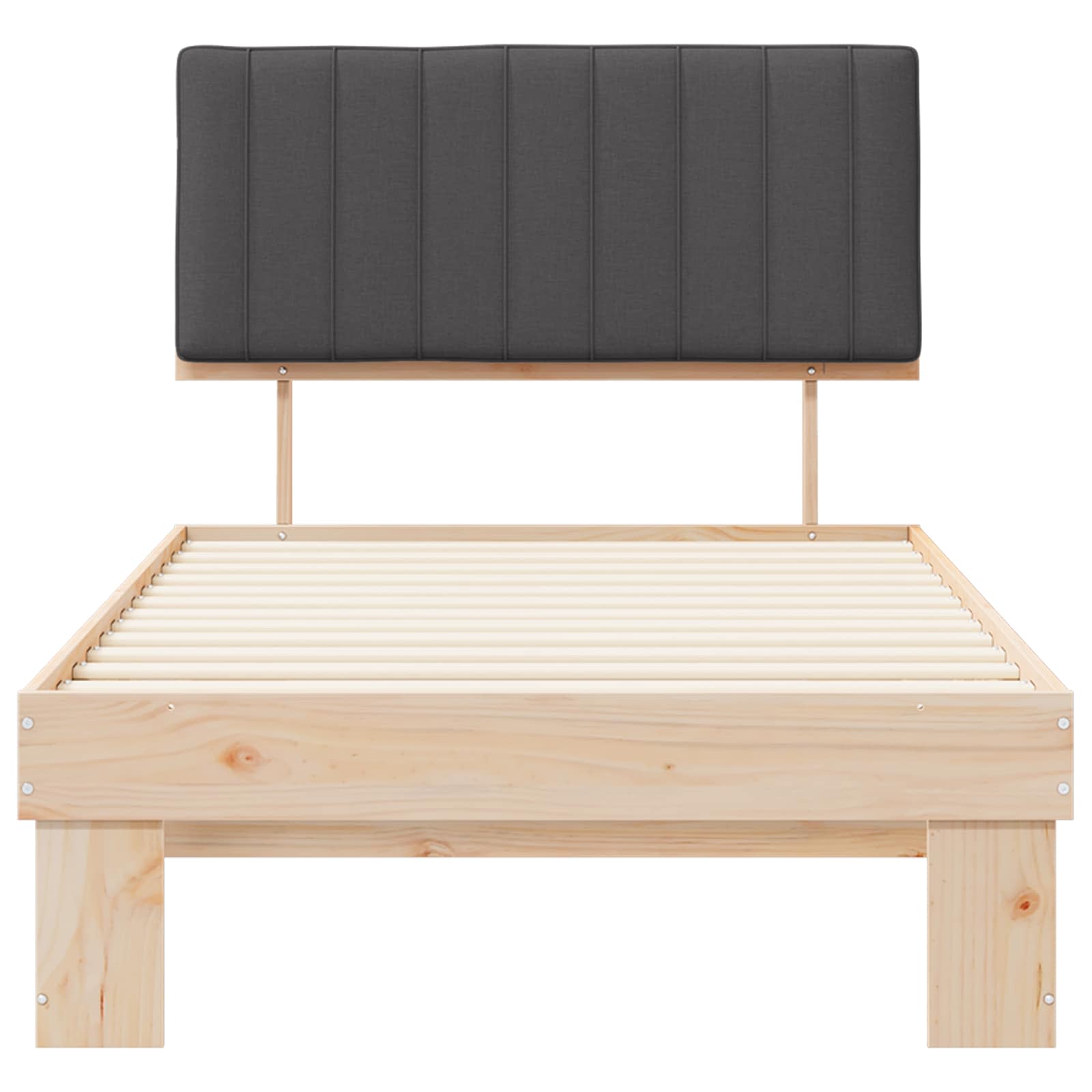 Bettgestell mit gepolstertem Kopfteil Dunkelgrau 100 x 200 cm