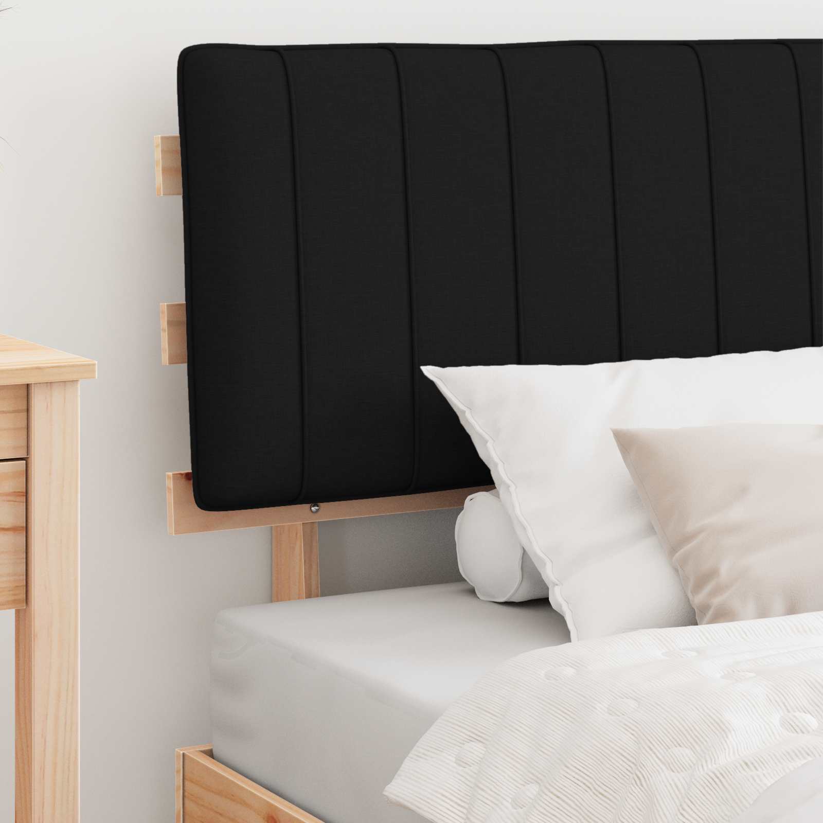 Bettgestell mit gepolstertem Kopfteil Schwarz 100 x 200 cm