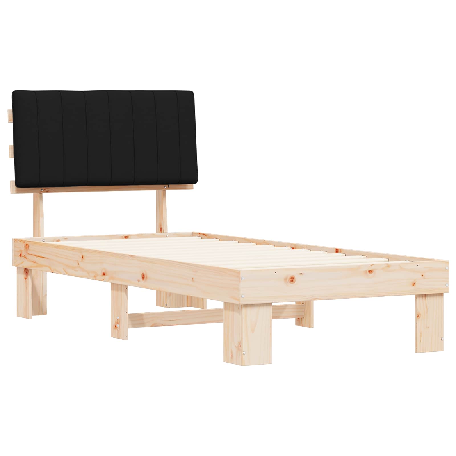 Bettgestell mit gepolstertem Kopfteil Schwarz 90 x 190 cm