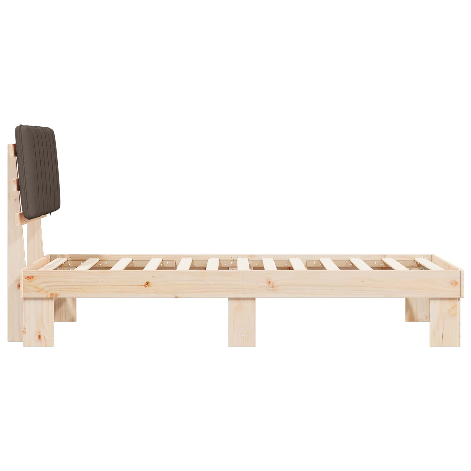 Bettgestell mit gepolstertem Kopfteil Taupe 75 x 190 cm