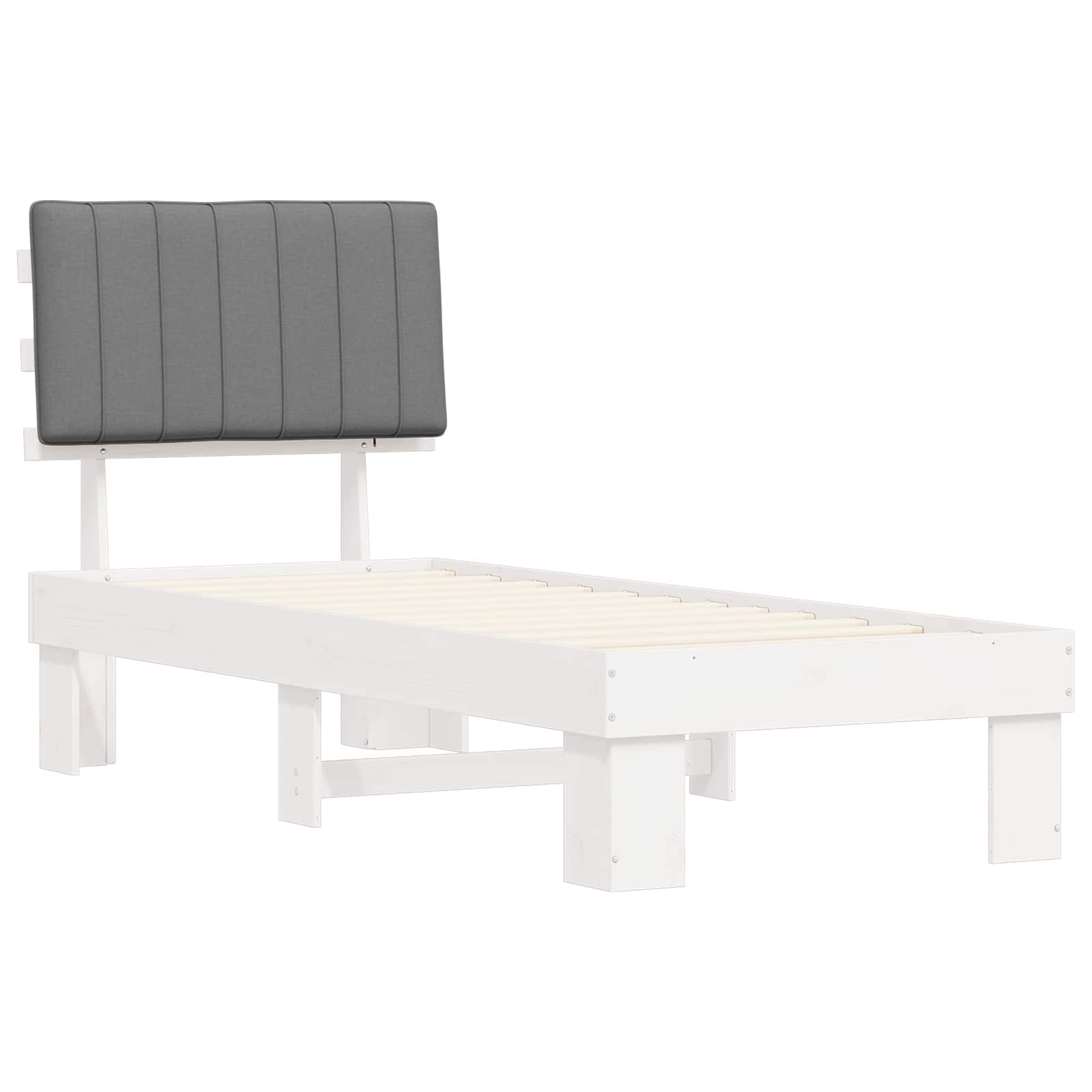 Bettgestell mit gepolstertem Kopfteil Hellgrau 75 x 190 cm