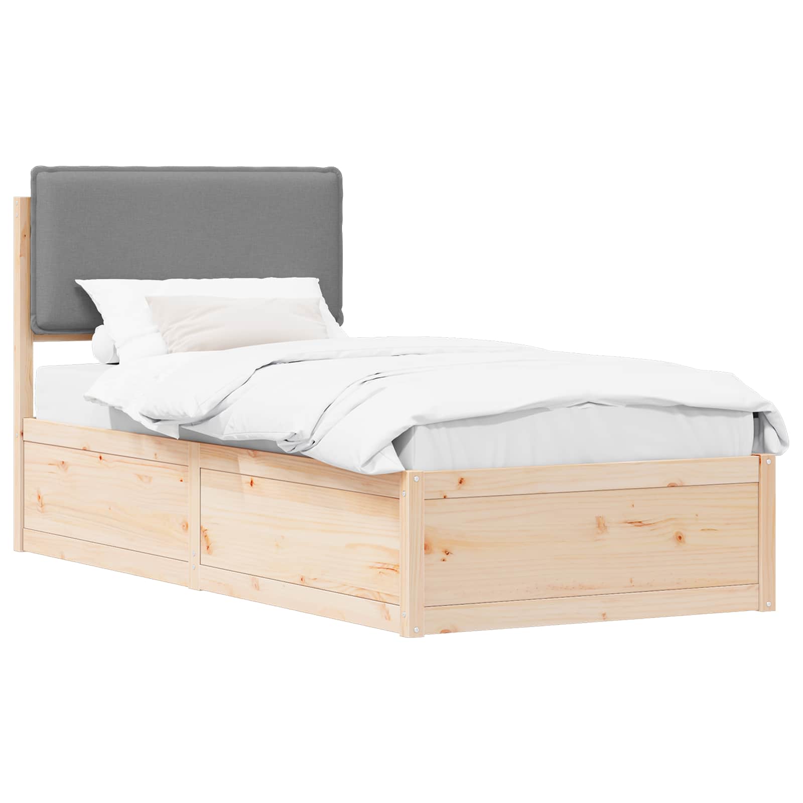 Bettgestell mit gepolstertem Kopfteil Hellgrau 100 x 200 cm