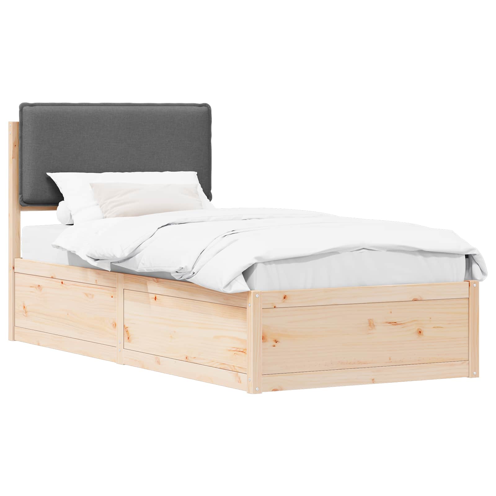 Bettgestell mit gepolstertem Kopfteil Dunkelgrau 100 x 200 cm