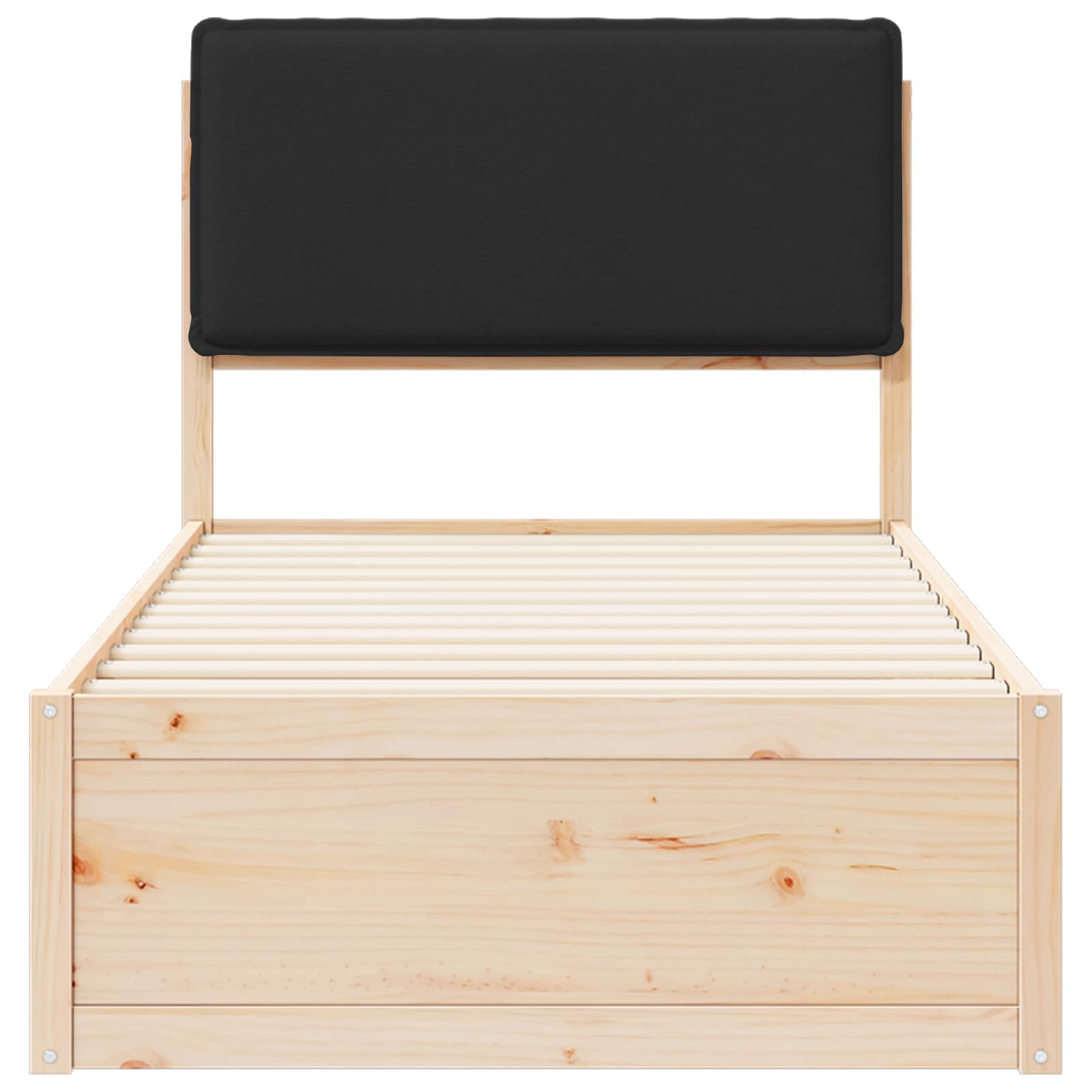 Bettgestell mit gepolstertem Kopfteil Schwarz 100 x 200 cm