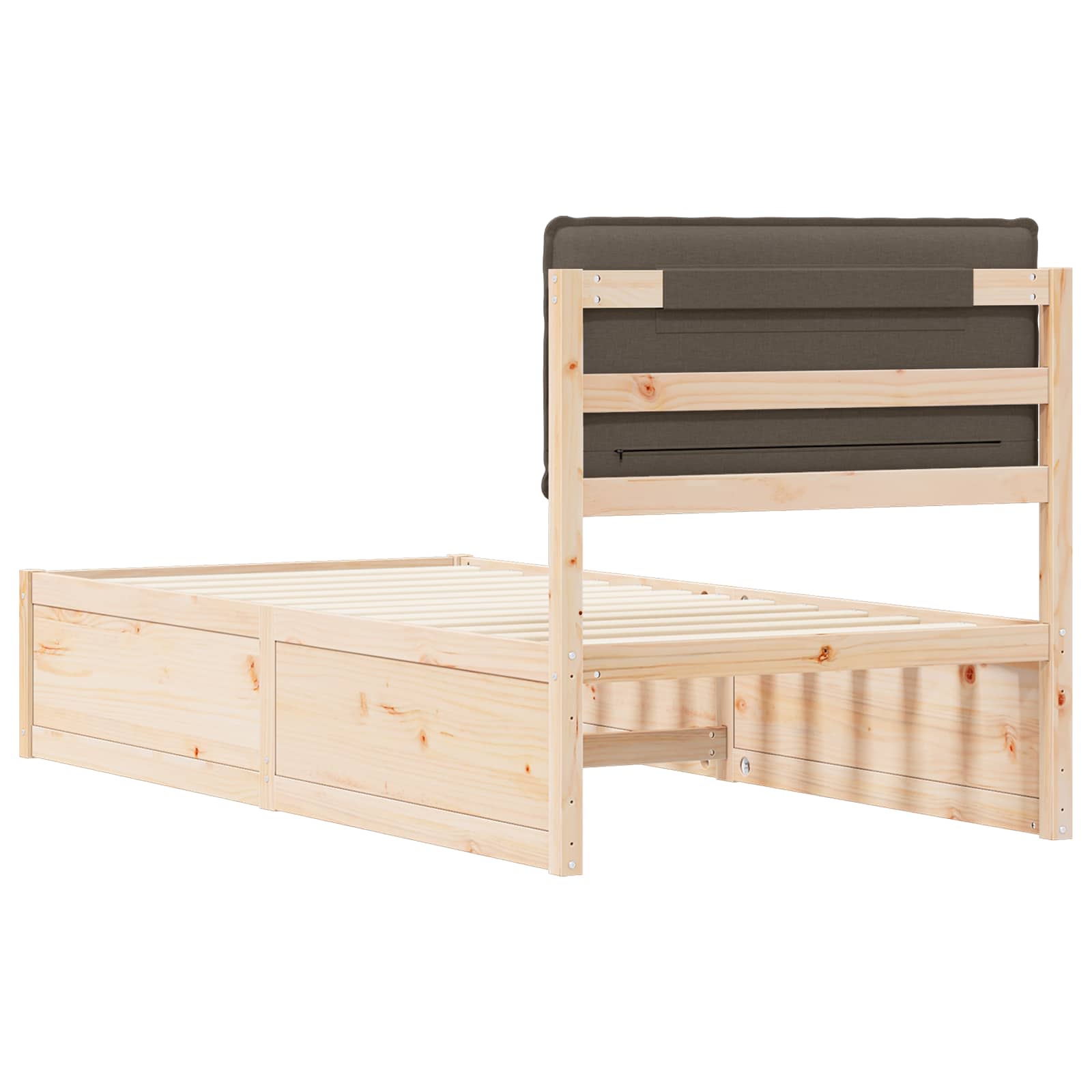 Bettgestell mit gepolstertem Kopfteil Taupe 90 x 200 cm